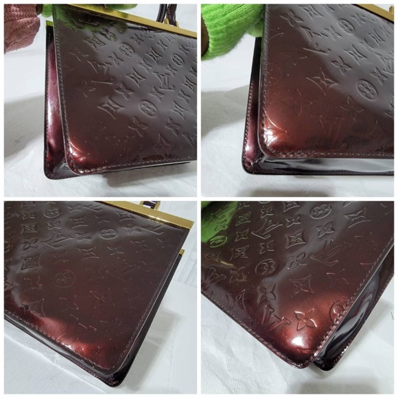 Authentic LOUIS VUITTON Monogram Vernis Deesse PM Patent Handbag Wine - Picture 9 of 13
